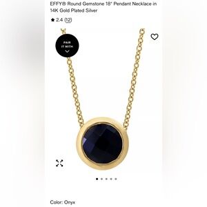 EFFY Gold Over Silver 925 & Black Onyx Pendant New